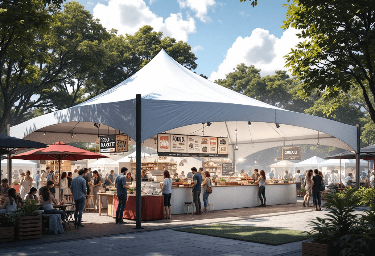 Tente chapiteau ouverte pour marché